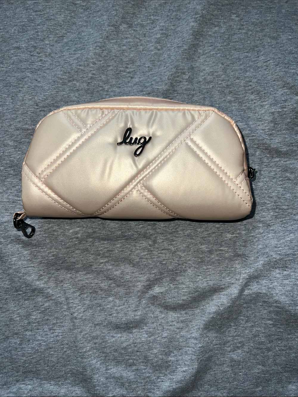 NWOT~LUG~Metallic Champagne Quilted Eyeglass/Cosmetic/Tech Case